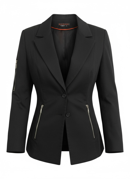 Barami Jackets & Blazers - Barami Black Zipper Blazer Office Siren Dark Feminine Tailored Jacket Size 6